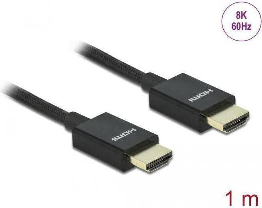 Delock Koaxiales High Speed HDMI Kabel 48 Gbps 8K 60 Hz schwarz 1 m