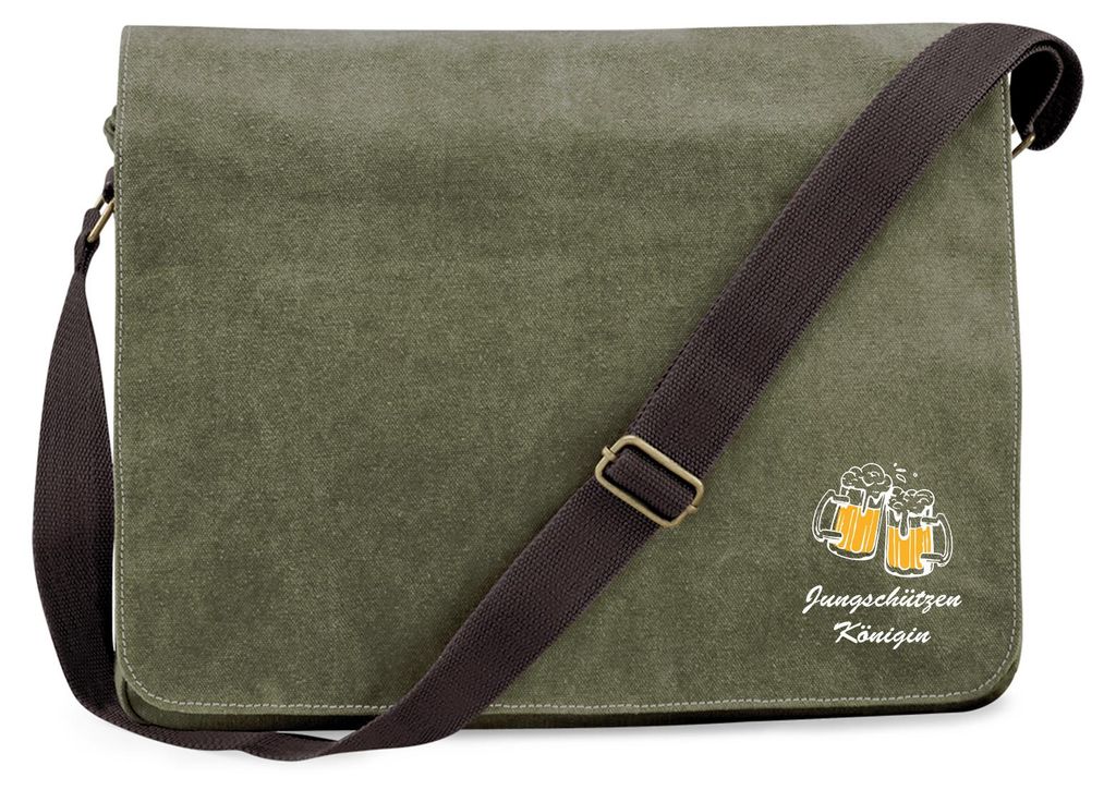 Huuraa Umhängetasche Jungschützenkönigin Schützenfest 14 Liter Military Green Canvas Laptoptasche Geschenkidee