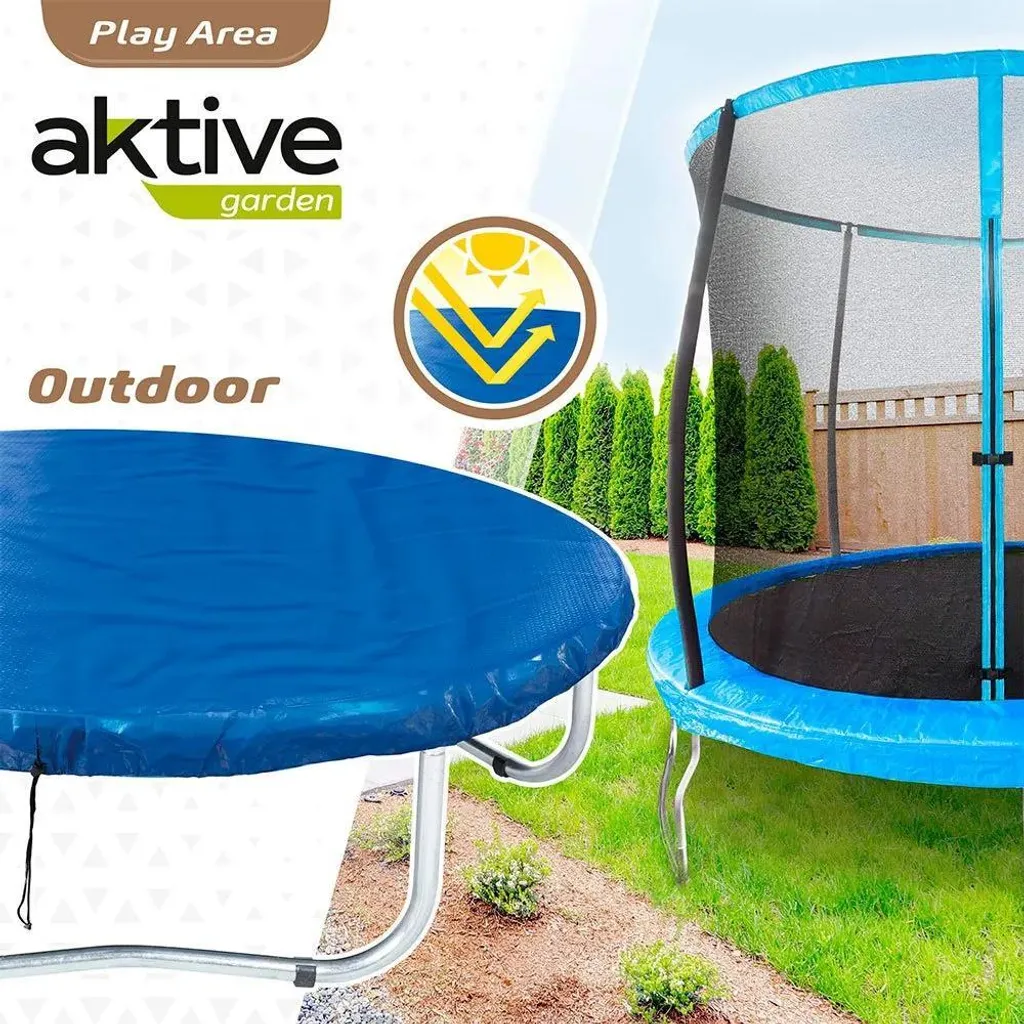 Bâche trampoline contre l'eau et le soleil bleu protection UV intégrale - 2