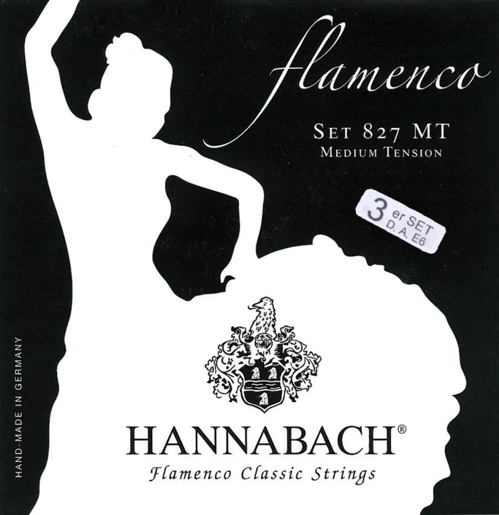 Cordes Guitare Flamenco Hannabach 8277MT Jeu de Basses Tension Moyenne