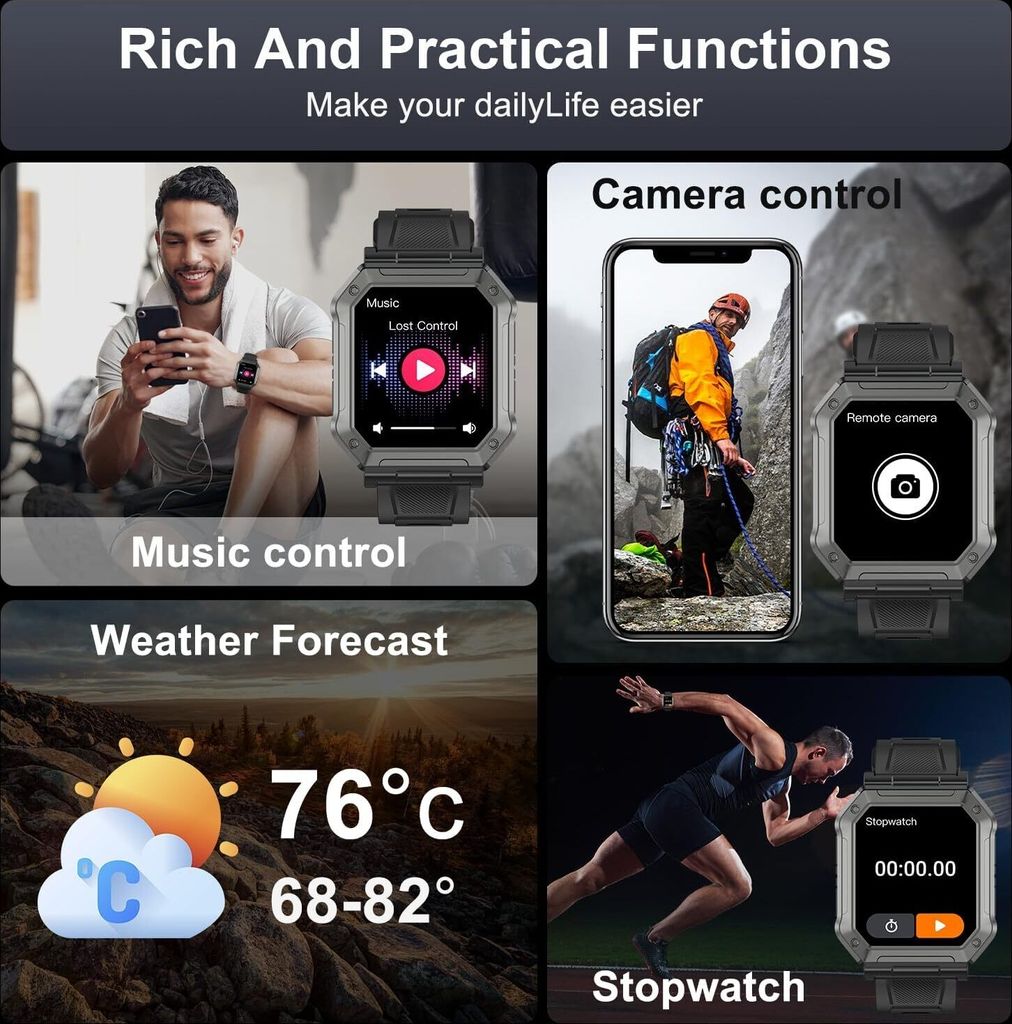 Smartwatch, Fitness-Tracker, Militär-Smartwatches, digitale Produktbild 6