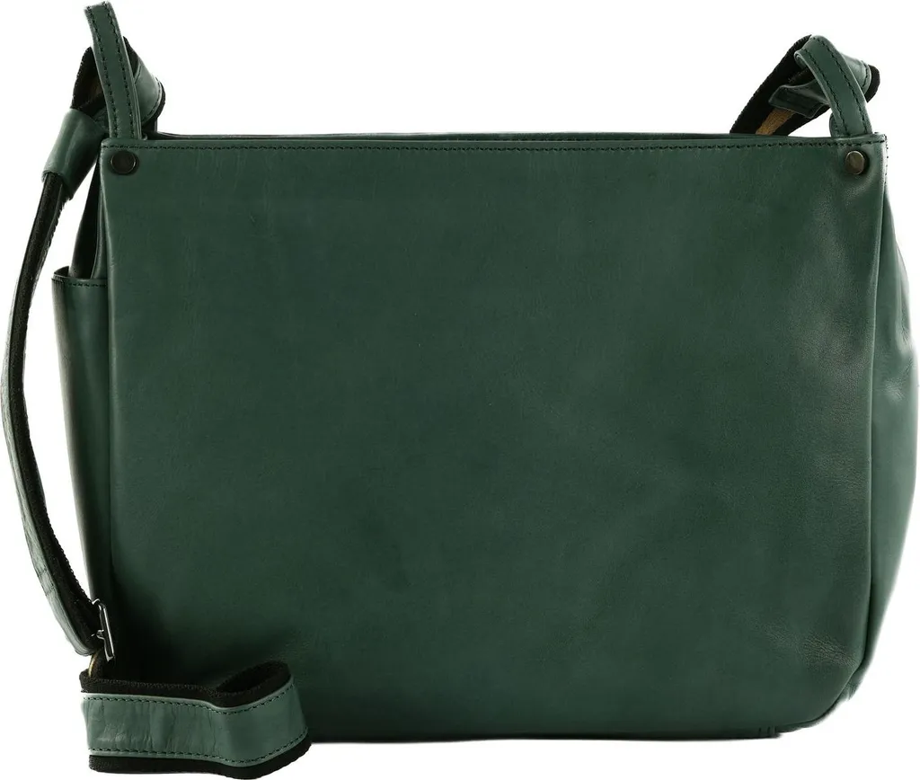 Sac épaule Caugio en cuir souple vert avec fermeture zippée sécurisée