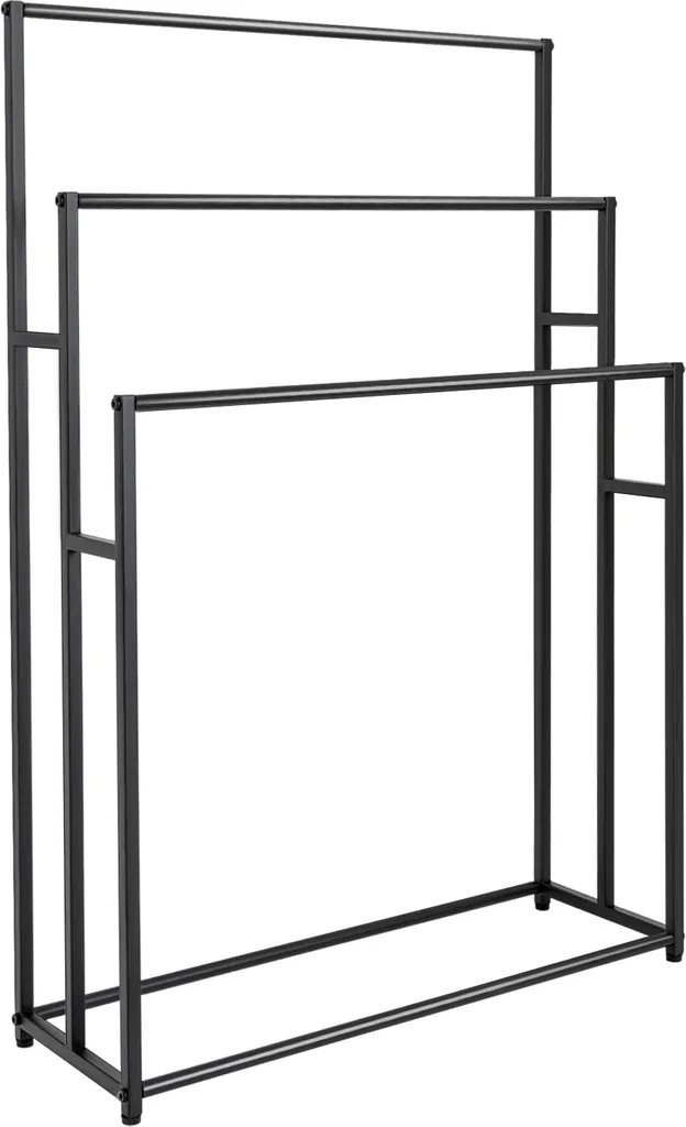 Porte-serviettes autoportant 3 niveaux noir mat Largeur 75cm Modèle XL