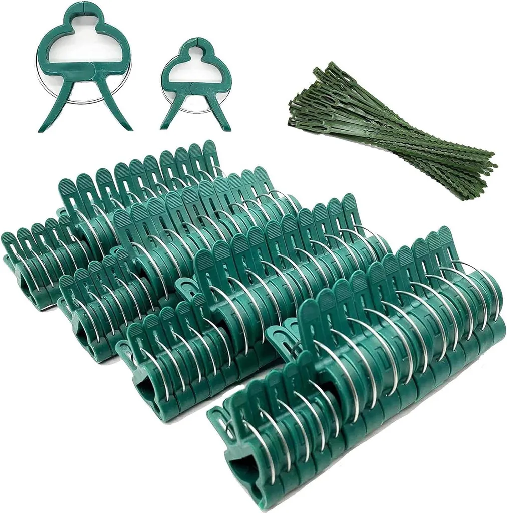 Pinces de jardinage robustes pour tomates et vignes - 60 clips verts
