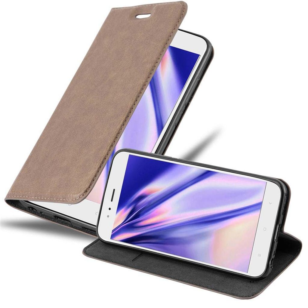 Cadorabo - Custodia Compatibile Con Xiaomi Mi A1 / Mi 5x In Nero Carbone - Coperchio Protettiva Con Chiusura Magnetica, Funzione Stand E Tasca Per Le Carte