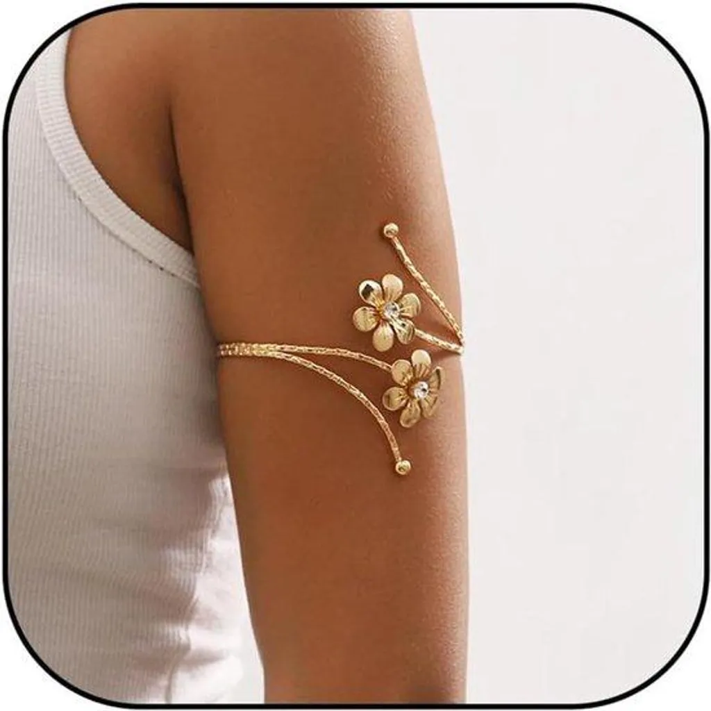 Bracelet ajustable hypoallergénique doré à motifs floraux de femme