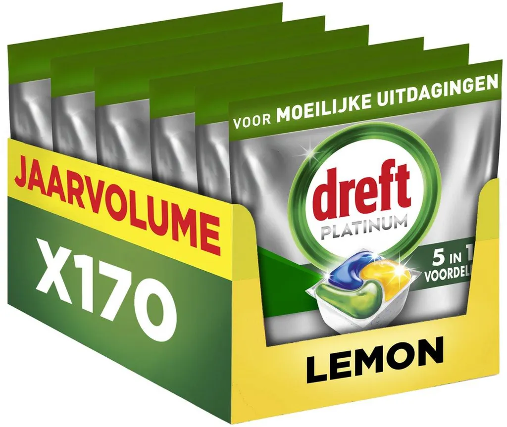Dreft Platinum Tout-en-un Citron - 170 capsules lave-vaisselle Dreft