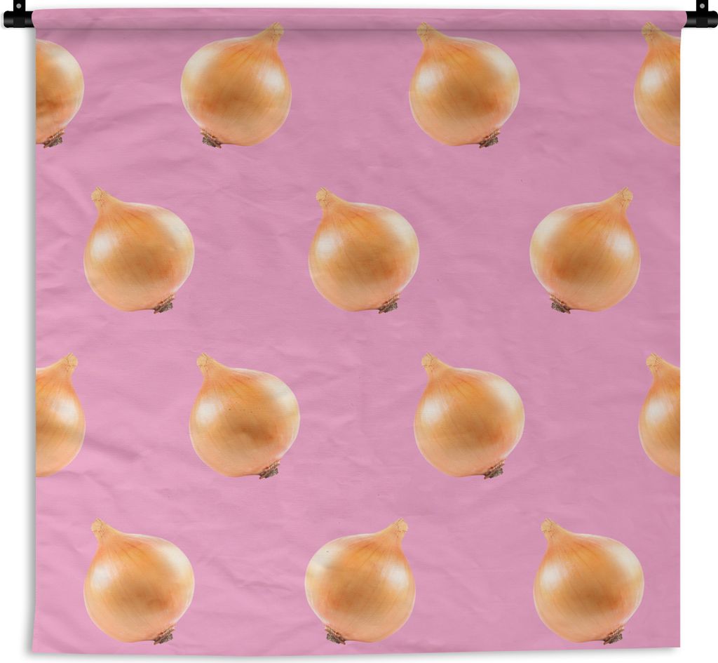 MuchoWow Wandteppich Wandbehang Gemüse - Zwiebeln - Rosa 150x150 cm Tapisserie Dekoration Wandtuch - Wohnaccessoires - Modernes