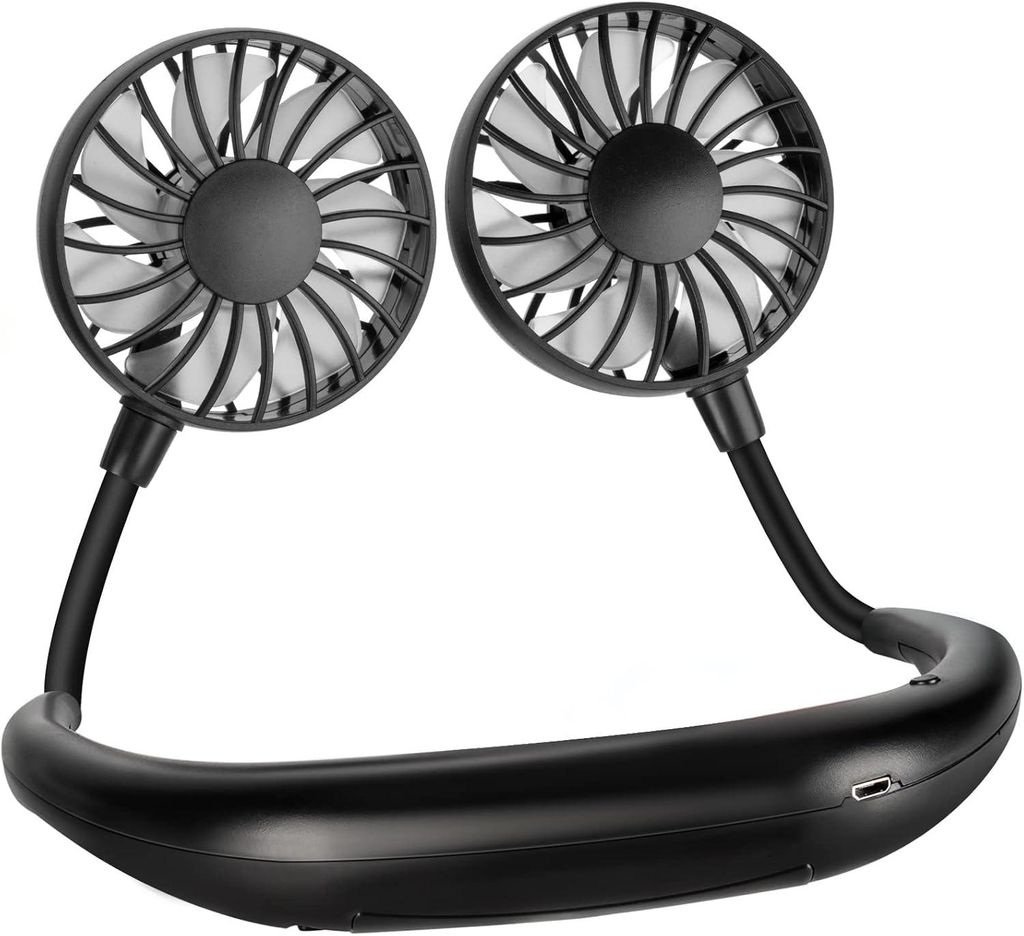 Nackenventilator 2000mAh USB leise tragbar Outdoor Schwarz Produktbild 