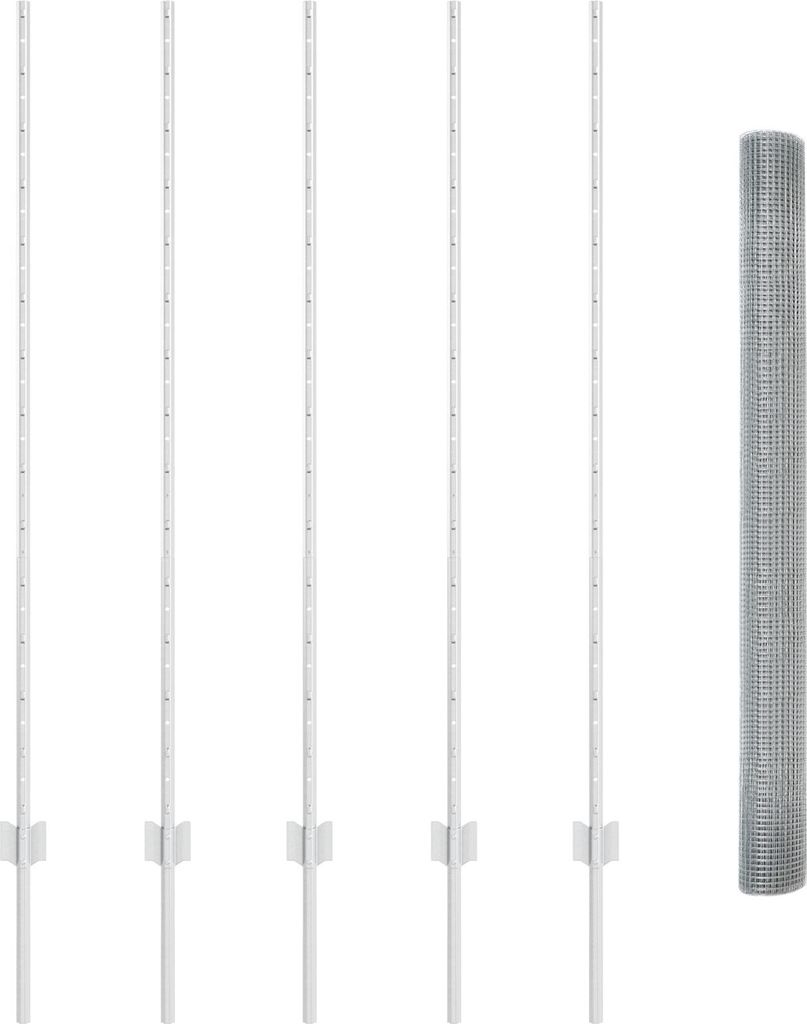 Möbel-Stil Geschweißter Drahtzaun mit 10 U-Posts Silber 1,4x10 m Stahl - Zaunzubehör "2025"248638