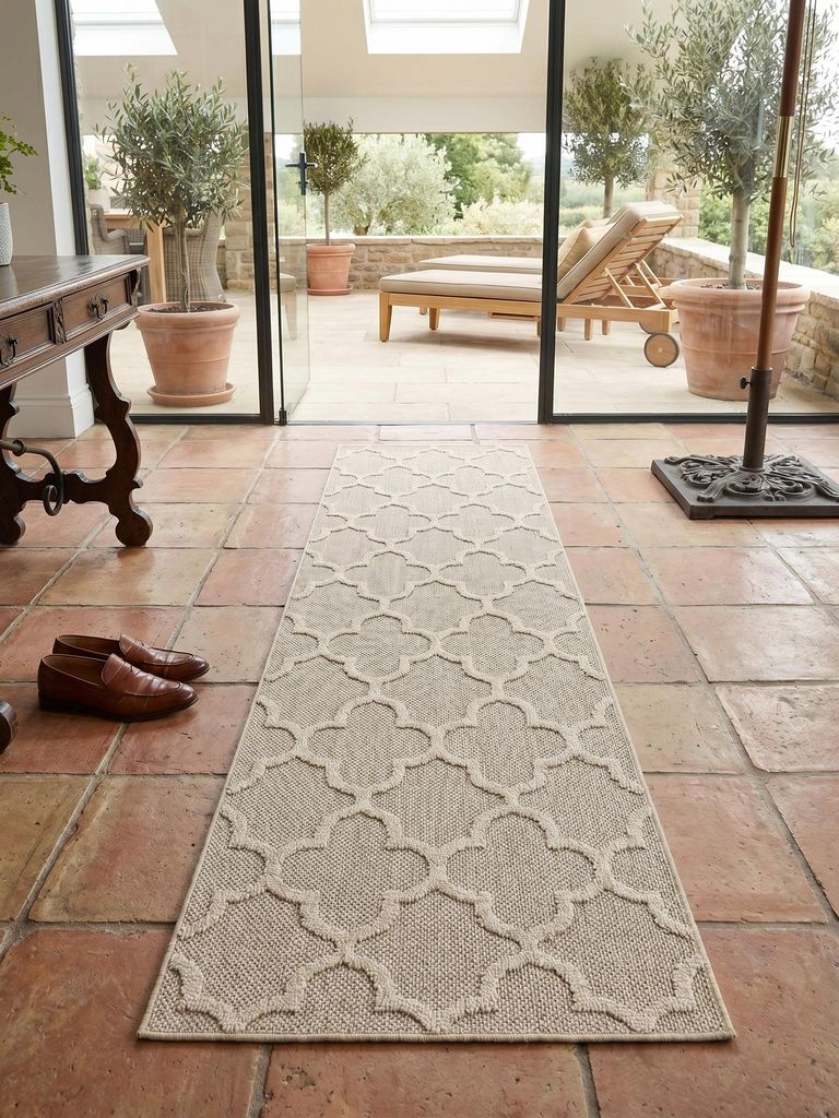 Balkonteppich Scandi UV-Beständig Waschbar Strapazierfähig | Läufer Beige 80x250 cm Küche Balkon Fußbodenheizung geeignet | IMST – Kadima De...