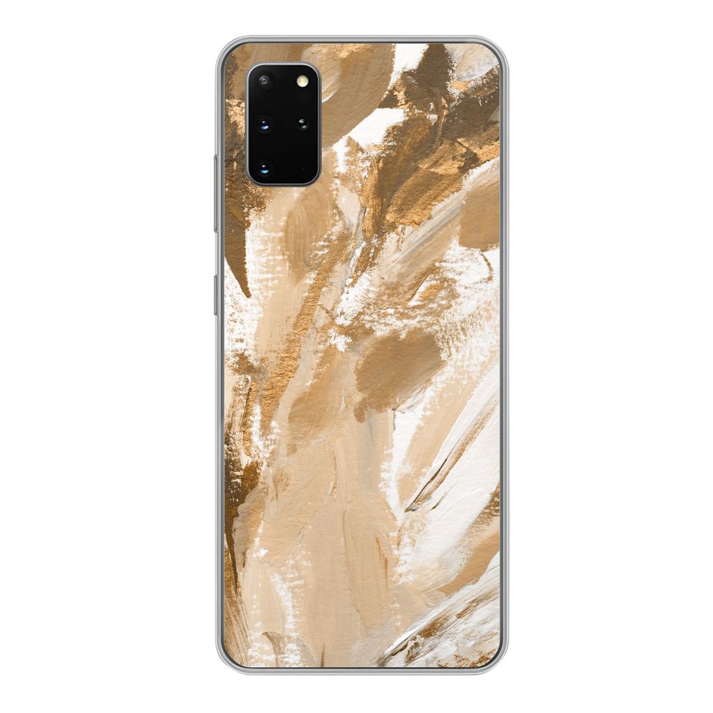 MuchoWow Handyhülle Schutzhülle Hülle für Samsung Galaxy S20 Plus Farbe - Gold - Beige Silikon Softcase Handy Hülle - Hartschale