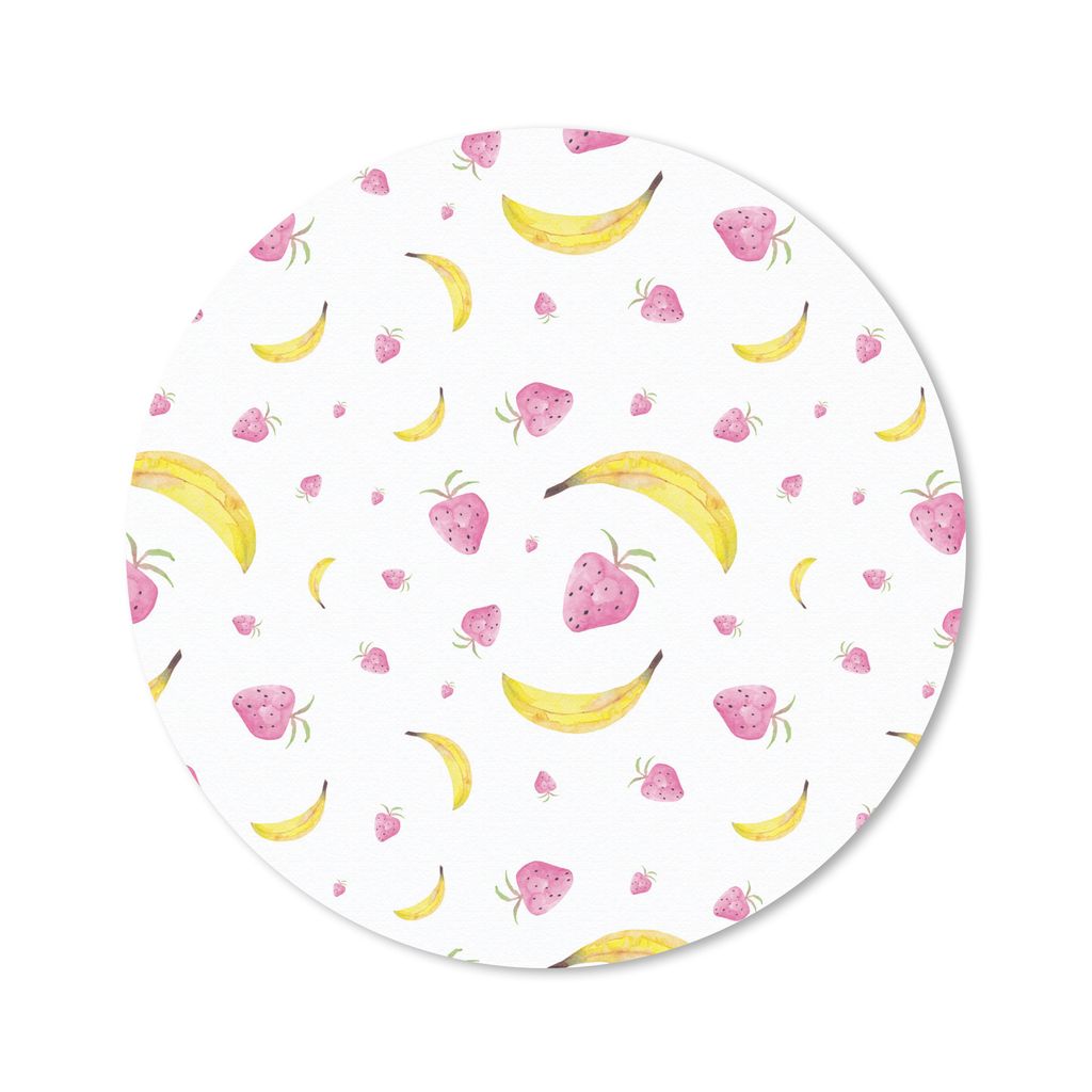 MuchoWow Mauspad Mousepad Banane - Erdbeere - Weiß - Design 20x20 cm - Mousepads - Maus Mat - Pad - Mausunterlage - Schreibtischmatte