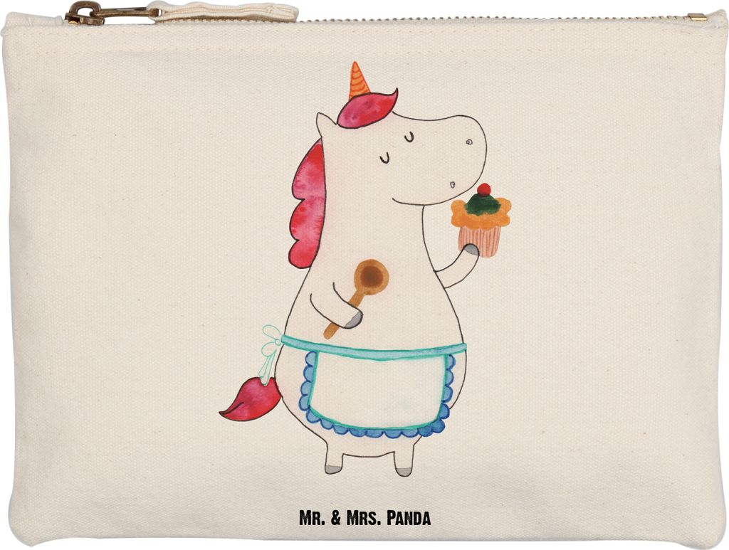 Mr. & Mrs. Panda Kosmetiktasche Einhorn Küche Grösse XL Große - Weiß - Geschenk, Unicorn, Schlampermäppchen, Waschbeutel, Kuchen, Einhörner, ...