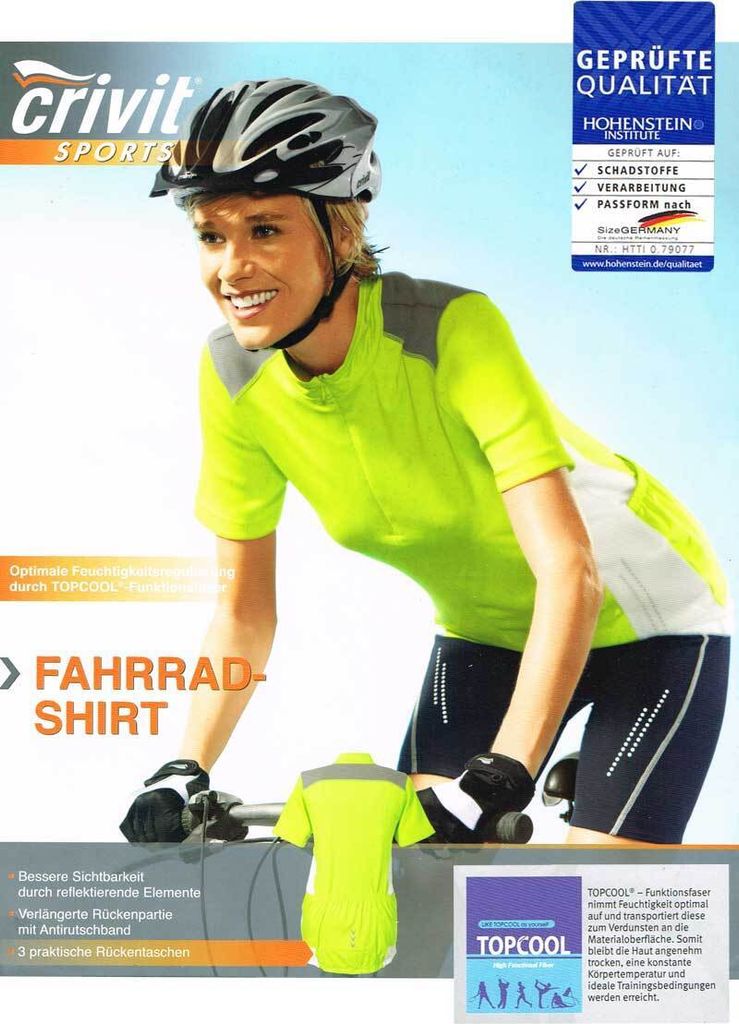 Crivit Sports Damen Fahrrad Shirt 79077 Gelbgrün M [40/42] Produktbild 