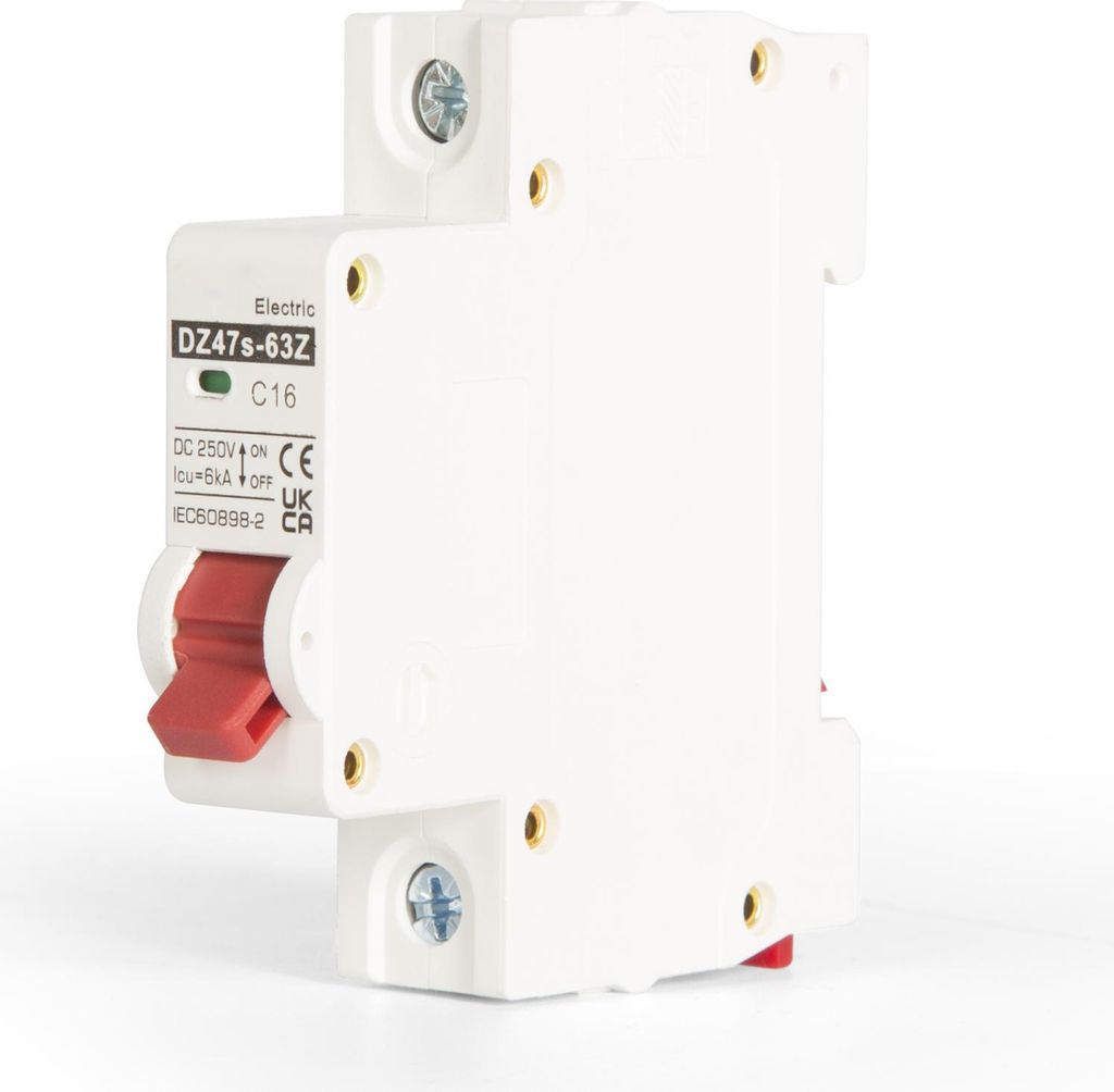 1P DC 12V-250V Solar Mini-Leistungsschalter 16A Überlastschutzschalter für Photovoltaik-Systeme