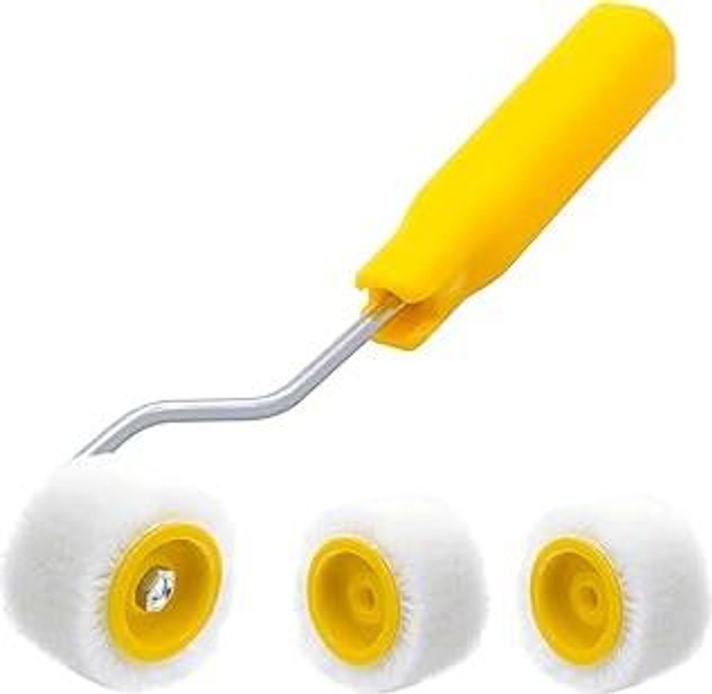 Mini Farbroller Set 2cm Malerrolle Klein mit 2 Ersatzrollen Wollfarbrollerbürste Kleine Malerwerkzeuge Perfekt Edge Malwerkzeug zum Streichen, Aus...