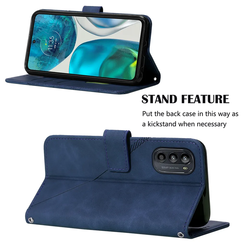 Custodia Motorola Moto G52 A Portafoglio, Pelle Confezione Romboidale Con Slot Carte E Supporto - Nero - 3