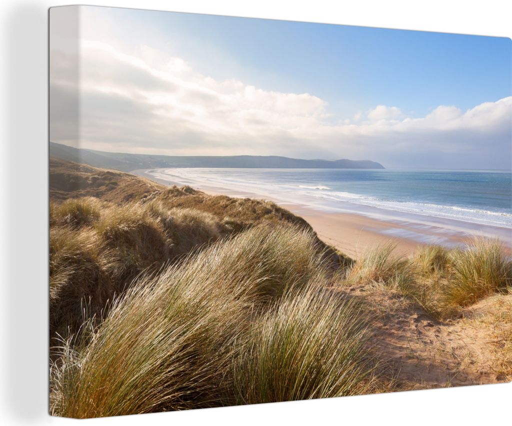 OneMillionCanvasses - Leinwandbilder - 150x100 cm, Düne - Strand - Wasser, Wandbilder Kunstdruck Wanddekoration - Foto auf Leinwand - Gemälde a...