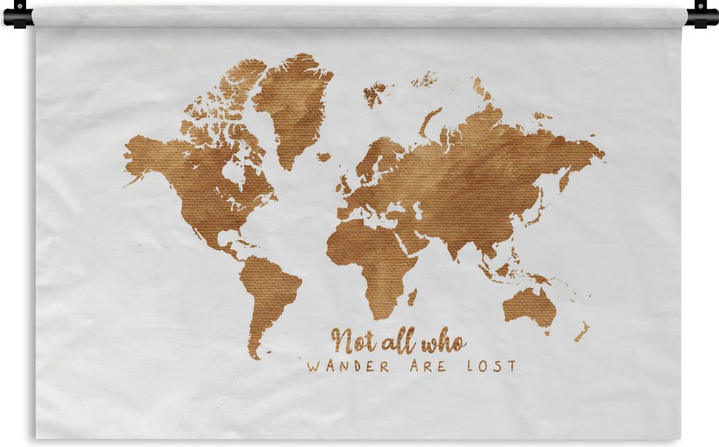 MuchoWow Wandteppich Wandbehang Weltkarte - Bronze - Seil 60x40 cm Tapisserie Dekoration Wandtuch - Wanddekorationen