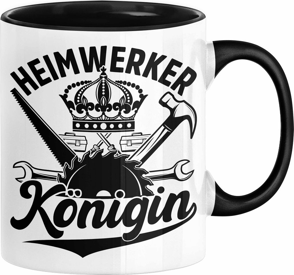 Heimwerker Geschenk Tassen Partner-Tassen Kaffee-Becher Heimwerker Königin Frauen (Schwarz)