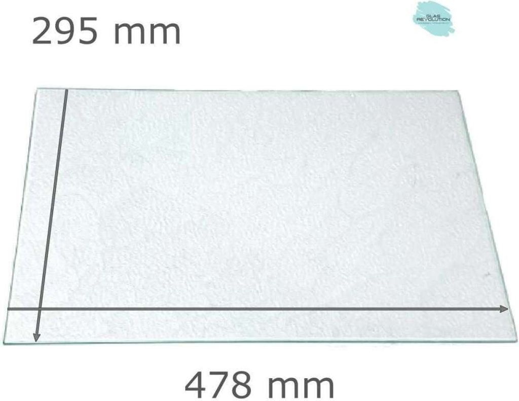 Kühlschrank Einlegeboden - Strukturglas Kathedral 4 mm - eckige Ecken - 478 mm x 295 mm - (89,96 EUR / qm - Mindestbfl. 0,25 qm - Kantenb. 5,35 EU...