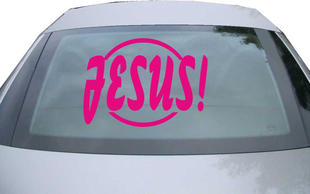 Indigos UG - Aufkleber Heckscheibe & Motorklappe DE6260 - pink - 600x428 mm - jesus! - Auto Scheiben Fenster Heckklappe Tuning Racing JDM - Die cut