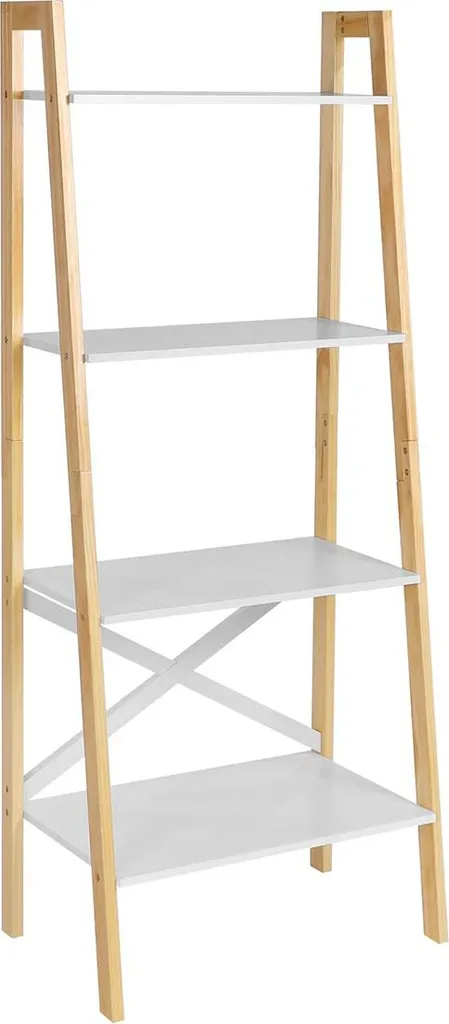 Étagère indépendante blanc mat et bois naturel 56 x 34 x 137,5 cm