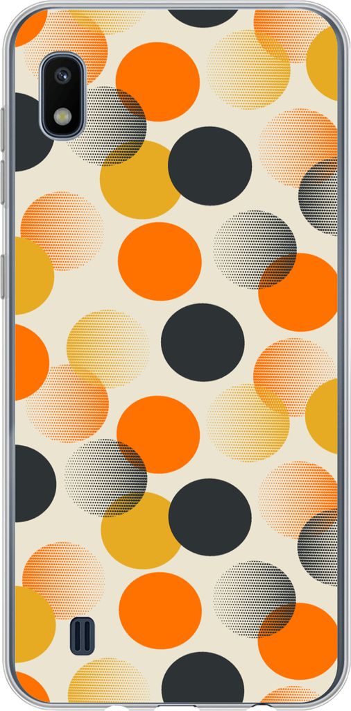 MuchoWow Handyhülle Schutzhülle Hülle für Telefoonhoesje Samsung Galaxy A10 Tupfen - Design - Retro - Orange Silikon Softcase Handy Hülle - ...