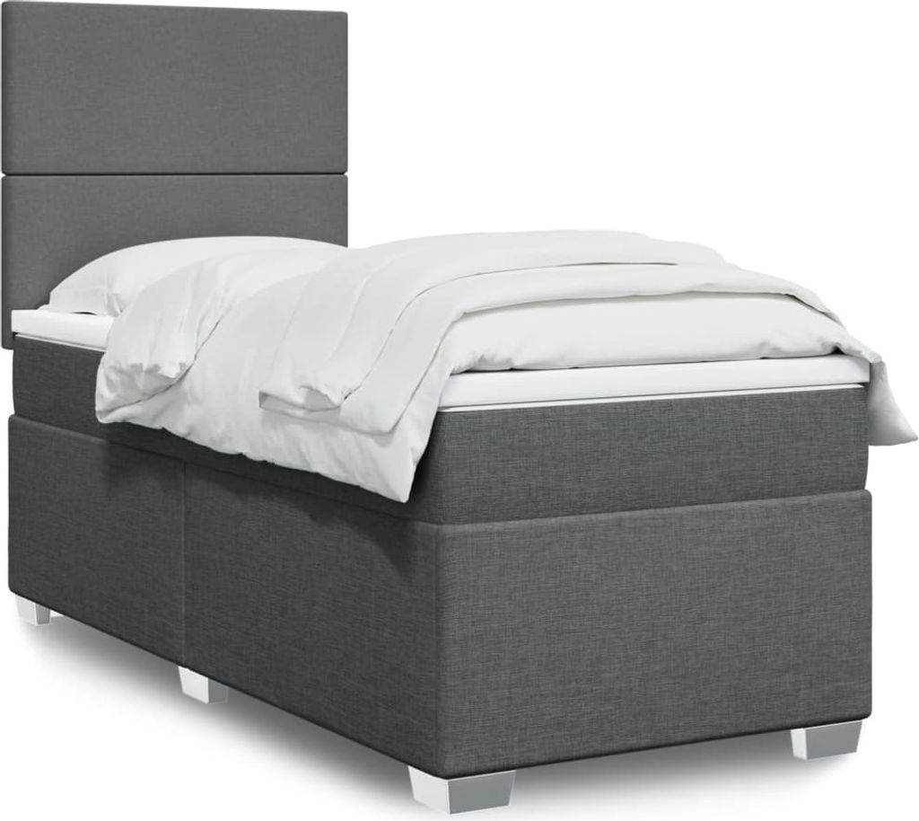 Maison Exclusive - Boxspringbett mit Matratze Dunkelgrau 90x190 cm Stoff