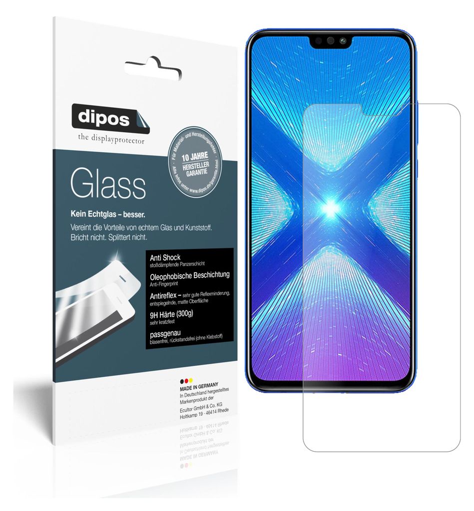 1+1x Schutzfolie für Honor View 10 Lite matt - Anti-Shock 9H Folie dipos Glass