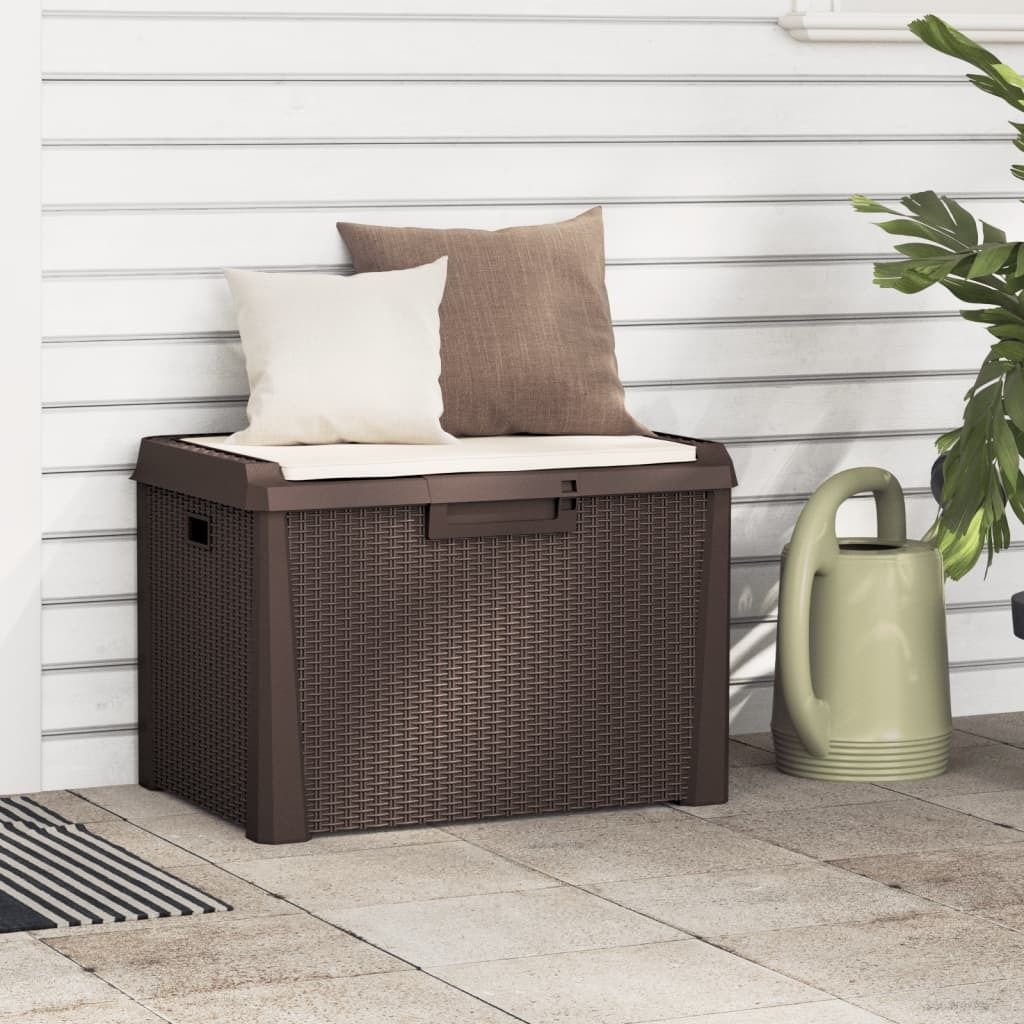 CLORIS Gartentruhe mit Sitzkissen Braun 125 L PP, 9,68 kg