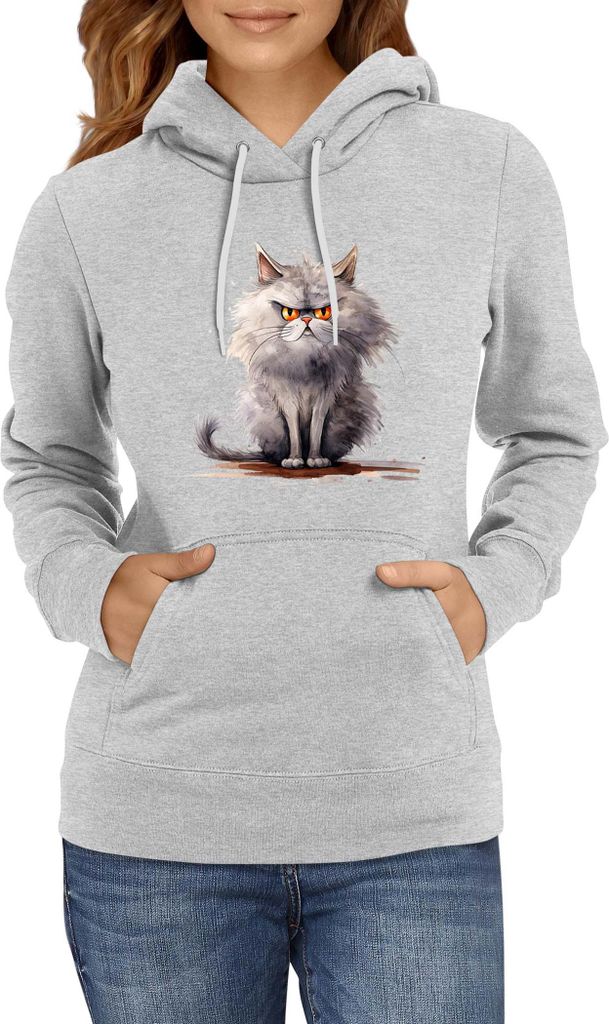 Damen Kapuzenpullover Funny Cats Breeds Persian Cat, Lady S / Grau