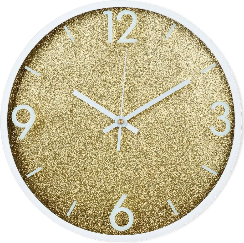 Grande pendule murale décorative design blanc et or pour maison moderne