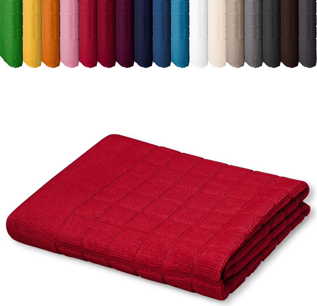 Duschvorleger 50 x 70cm Badvorleger Vorleger Badematte Badteppich 100% Baumwolle, Farbe: Rot