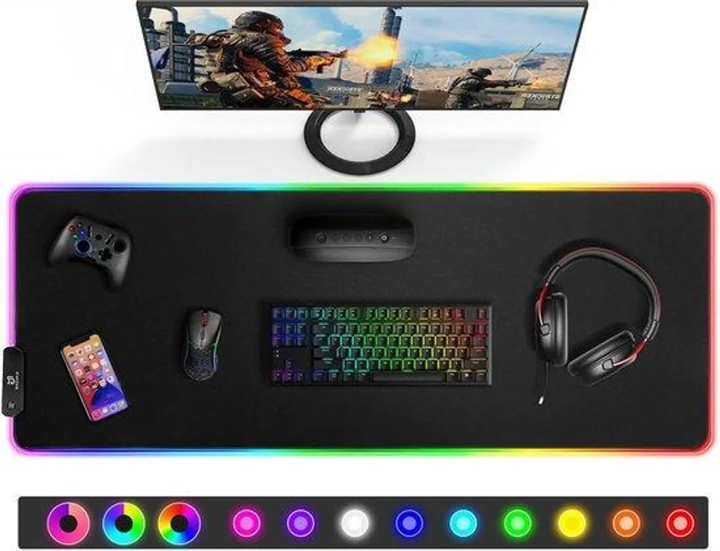 Tapis de bureau gamer pour clavier et souris - 5mm Confort Microfibre