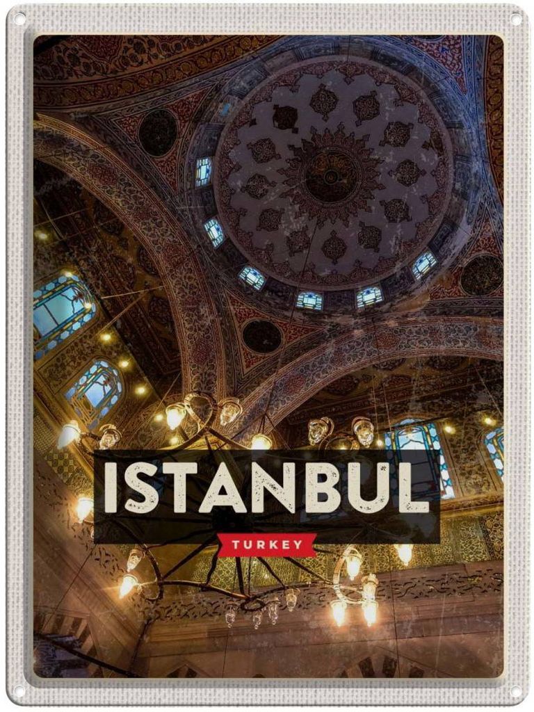 vianmo Blechschild 40x30 cm Retro Istanbul Urlaub Turkey Moschee Bildmotiv Reisemotiv Abenteuer Reisen Straße Stadt