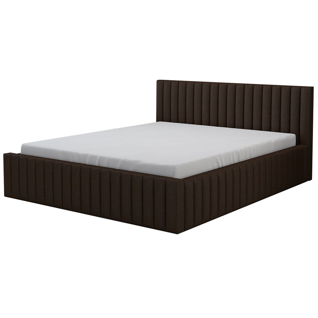 Polsterbett LOGAN 140x200 mit Matratze und Bettkasten. Farbe: Braun.