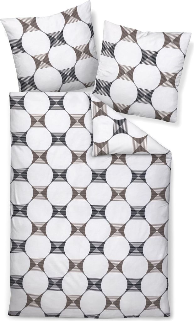 Janine Design Bettwäsche-Garnitur Mako-Satin 87103 J. D. Farbe weiss grau schwarz Größe 200x200+2x80x80