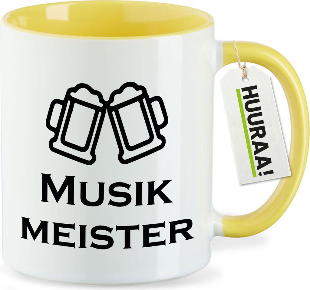Huuraa Kaffeetasse Musikmeister Spielmanszug 330ml Gelb Keramik Kaffeebecher Geschenkidee