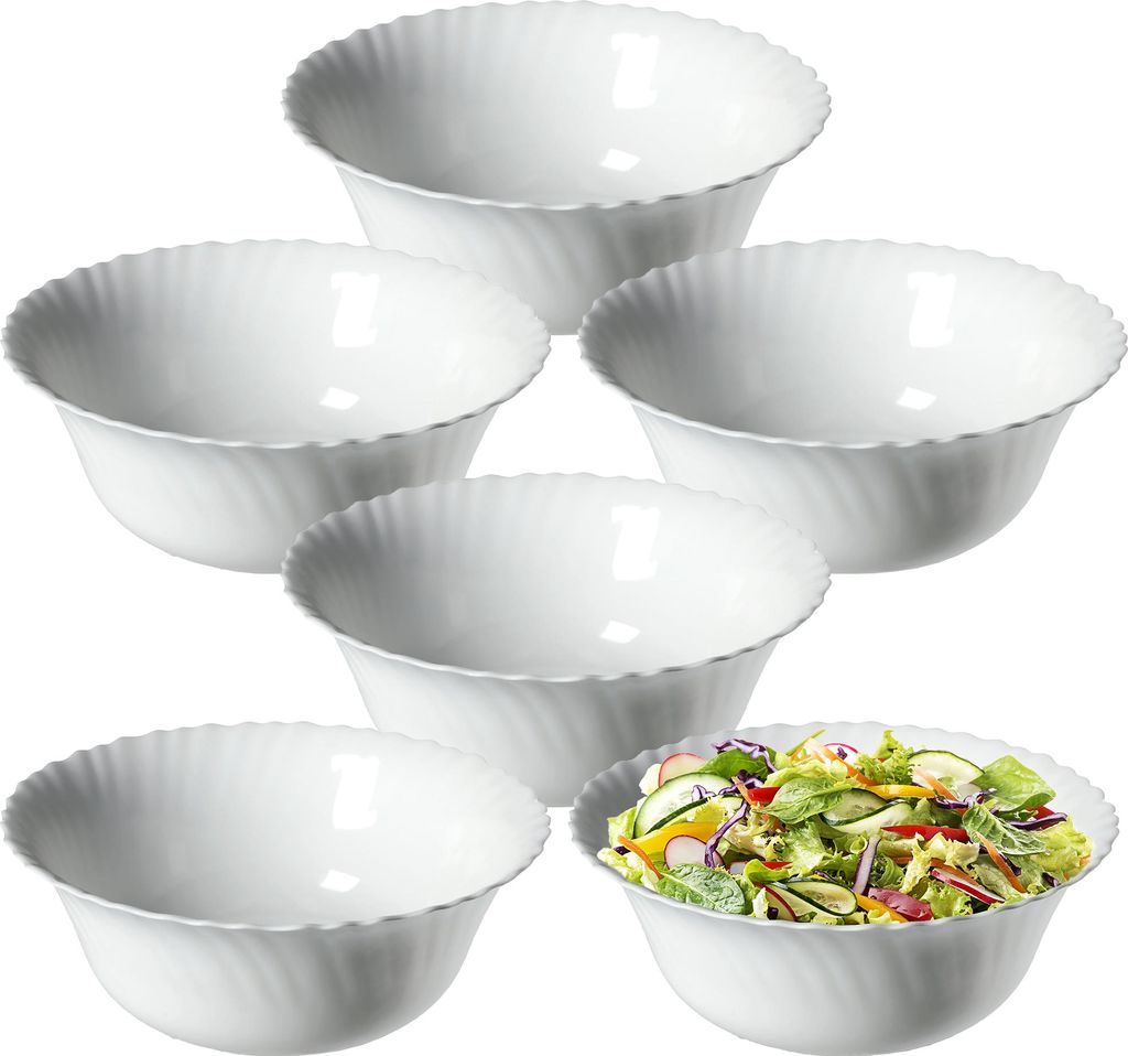 KADAX Schüssel ∅ 23 cm, 6er Set, Schale aus gehärtetem Glas, Obstschale, Salatschüssel, Dessertschale, Müslischüssel, Suppenschale, Snacksch...