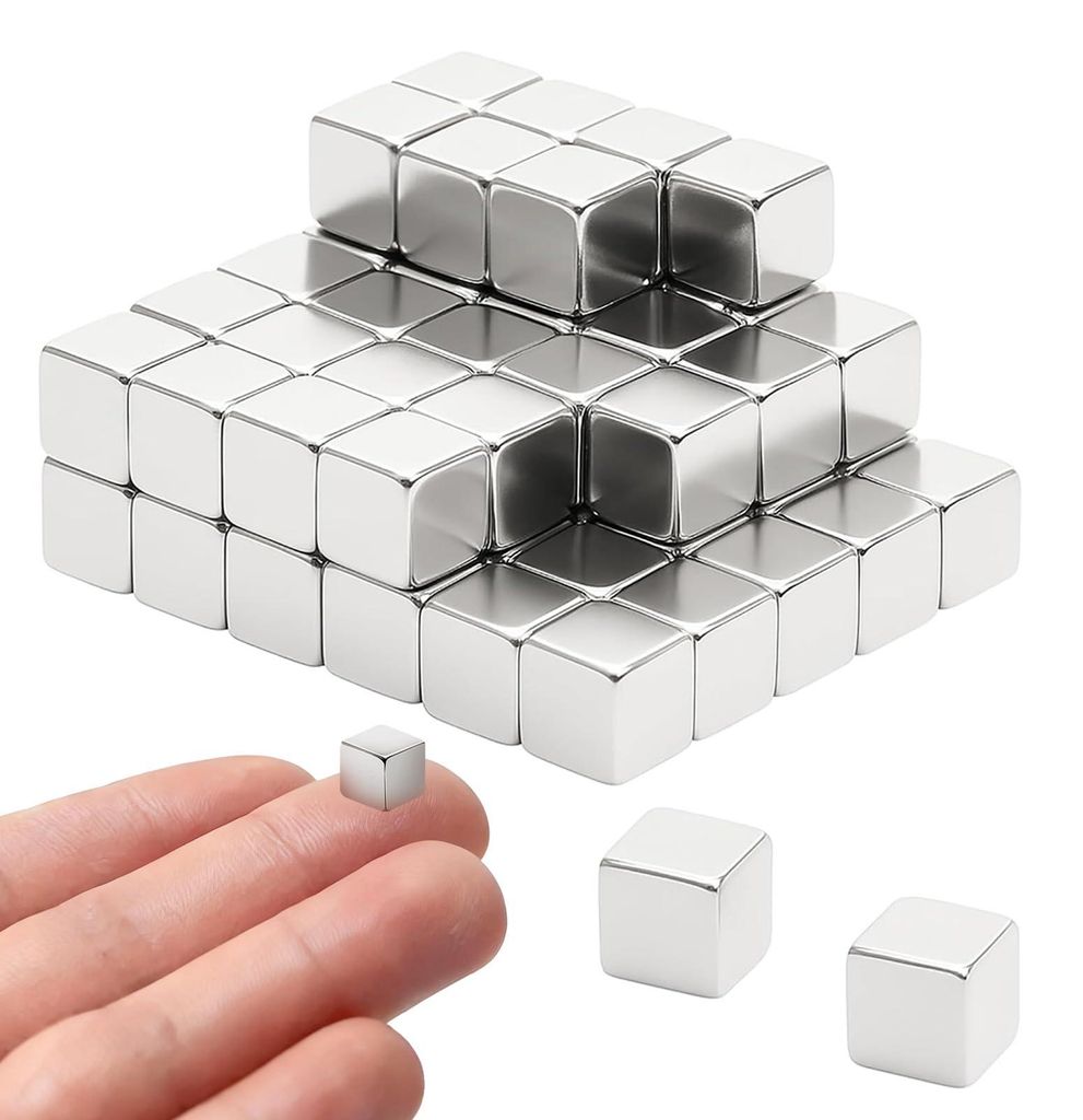 60 extra starke Neodym-Magnete, kleine rechteckige Magnete von 5x5x5 mm, Kühlschrankmagnete, Mini-Magnetstreifen für Magnettafeln, Kühlschränke...