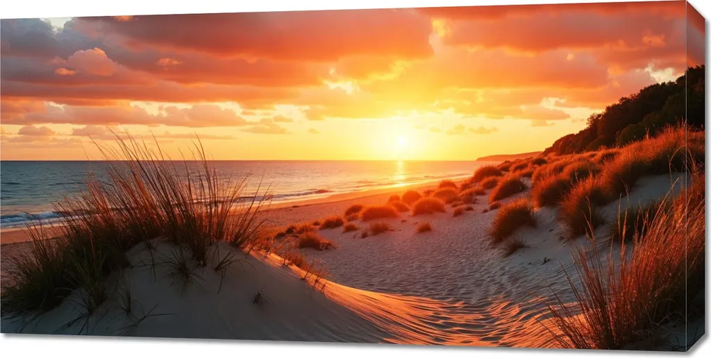 Quadro 100x50 cm su tela per soggiorno o camera da letto Panorama serale sulla spiaggia