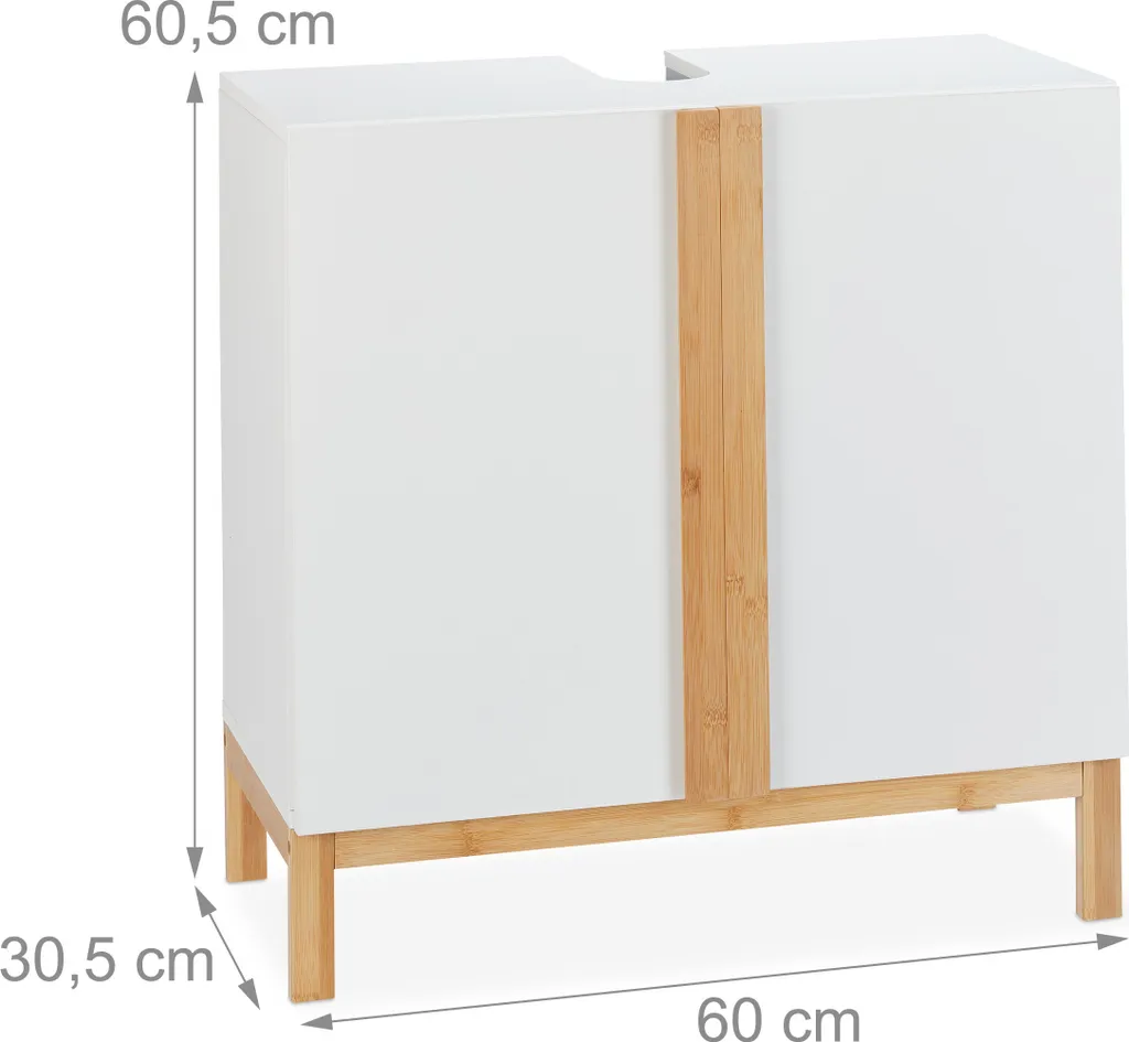 Meuble sous lavabo blanc gain de place avec découpe de siphon - 4