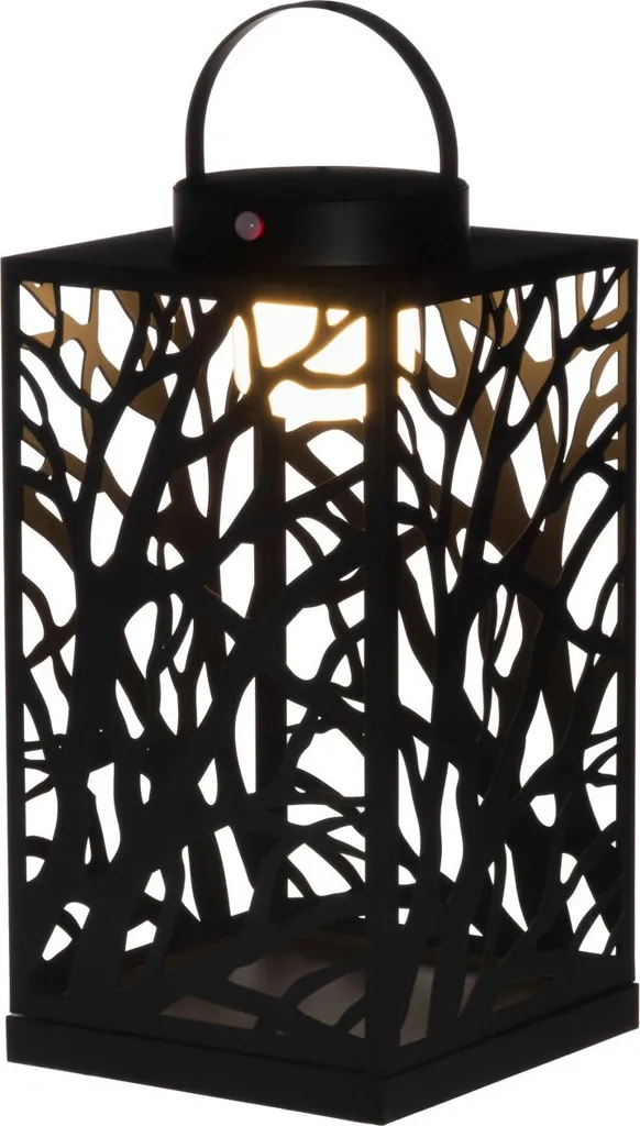 Photophore Lanterne LED noire style industriel 38 cm pour le salon