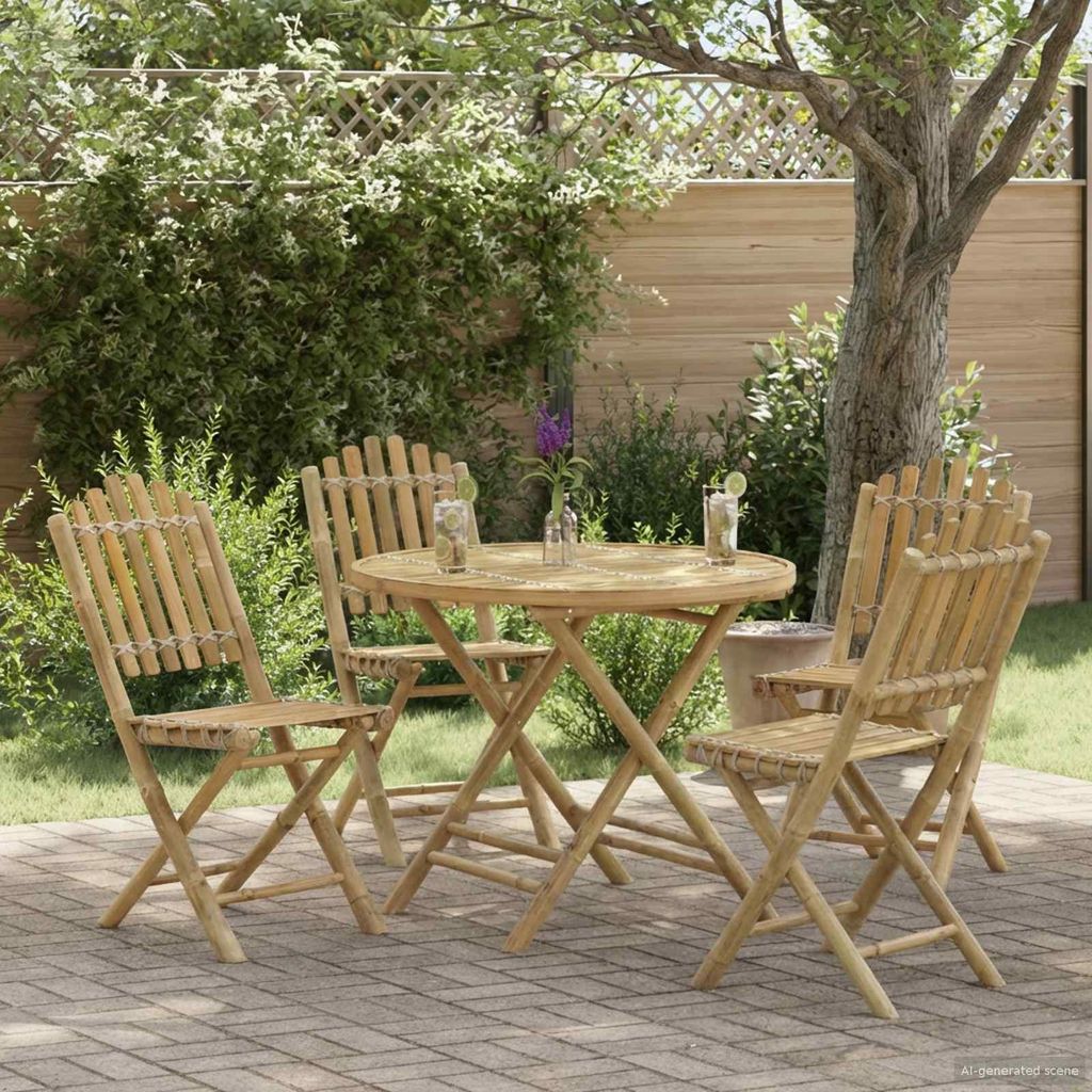CLORIS Gartentisch Natur 80 x 70 cm Bambus - Gartentische CC582