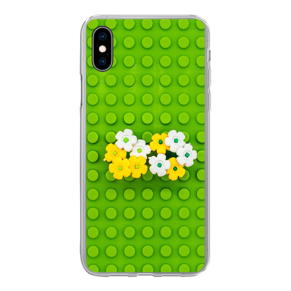 MuchoWow Handyhülle Schutzhülle Hülle für iPhone Xs Unterlage mit Blumen Silikon Softcase Handy Hülle - Handytasche