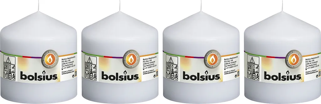 Bougies de table blanches lot de 4 pour mariages et réceptions 10cm