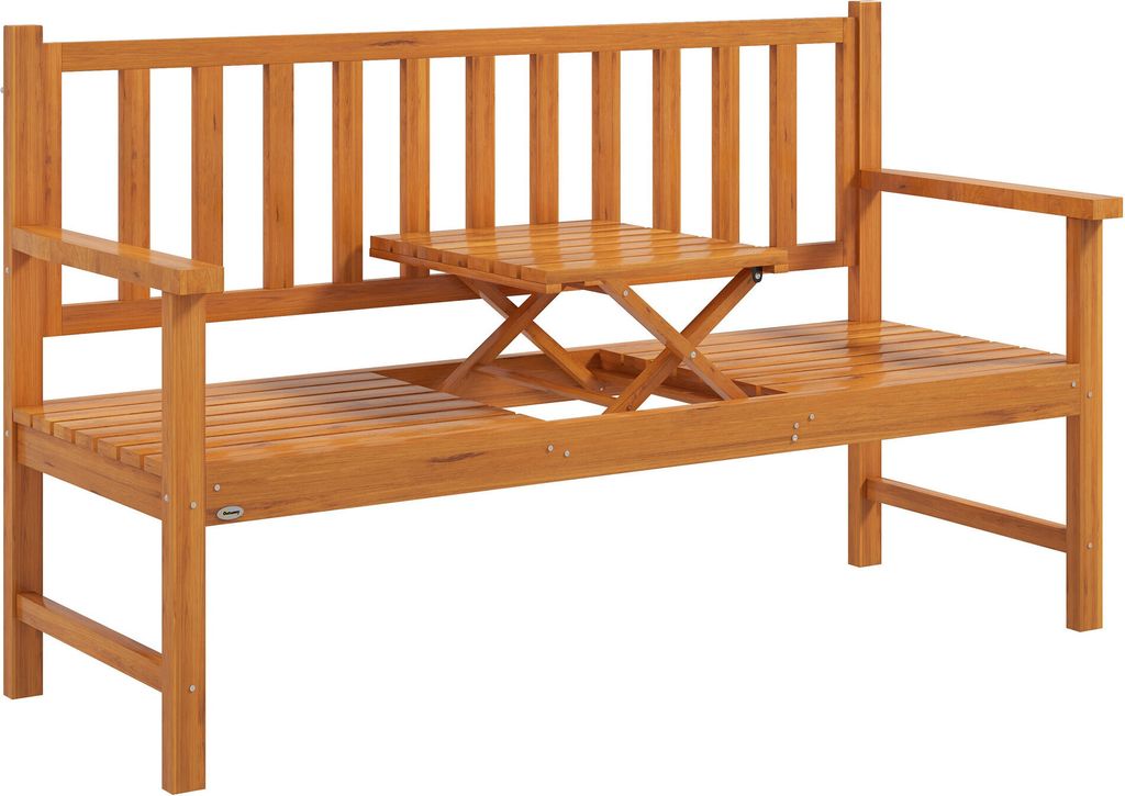 Outsunny Gartenbank 3-Sitzer, Sitzbank mit Tisch, Parkbank Produktbild 