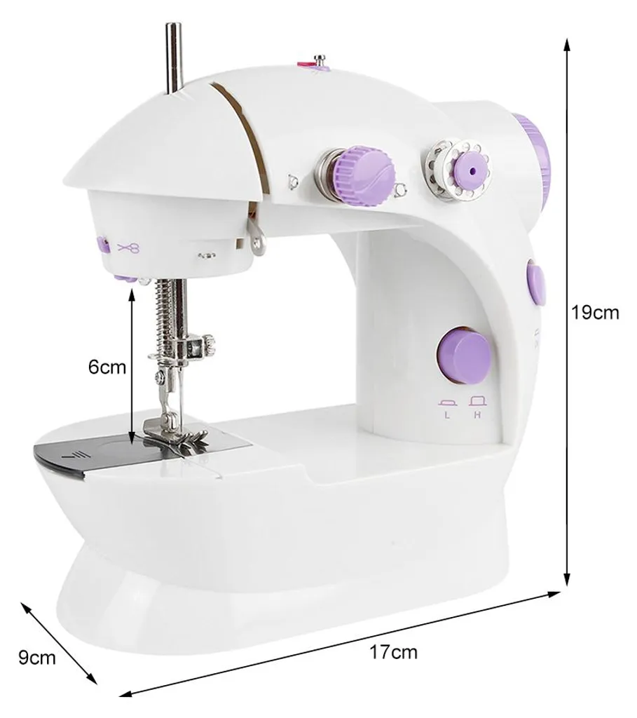 Mini machine à coudre portable avec éclairage LED intégrée - Blanc